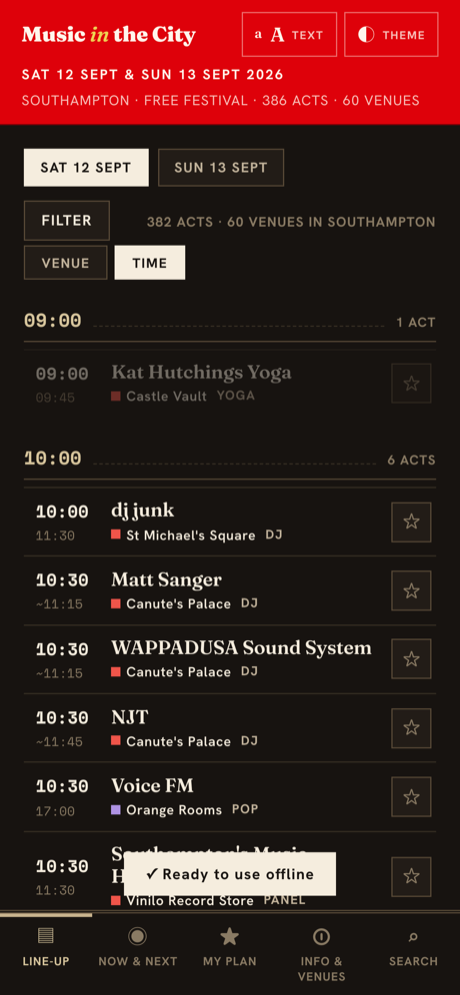 Music in the City app — the line-up