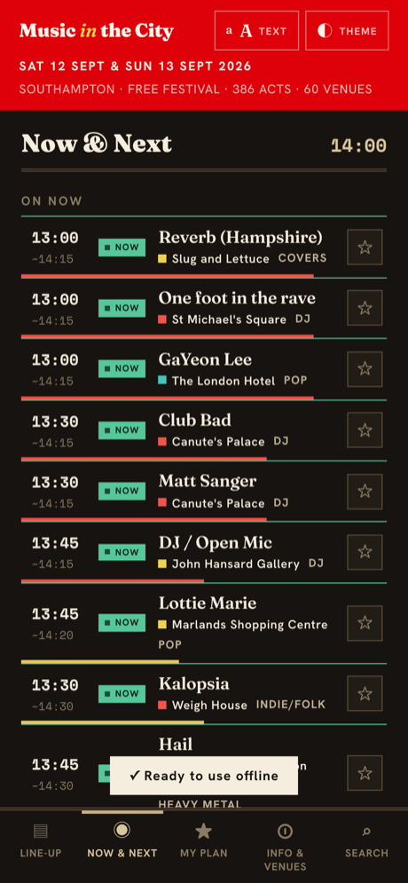 Music in the City app — now and next