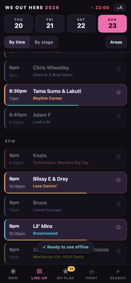 We Out Here app — the line-up